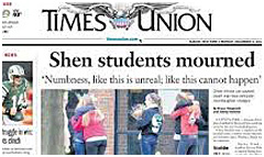 Albany Times Union newspaper front page