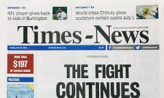 Burlington Times-News newspaper front page
