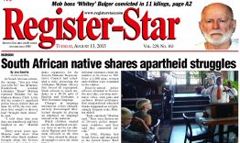 Hudson Register Star newspaper front page