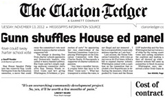 Jackson Clarion-Ledger newspaper front page