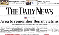 Jacksonville Daily News newspaper front page