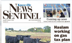 Knoxville News Sentinel newspaper front page