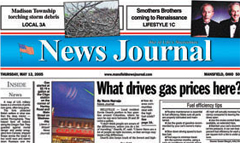 Mansfield News Journal newspaper front page