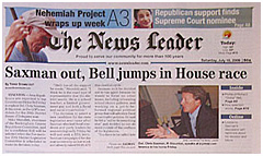 Staunton News Leader newspaper front page